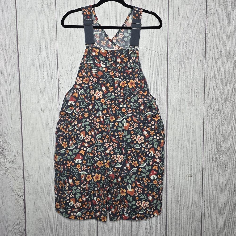 Duluth Trading Gnome Mushroom Overalls Shortalls Cottagecore Novelty Print - M